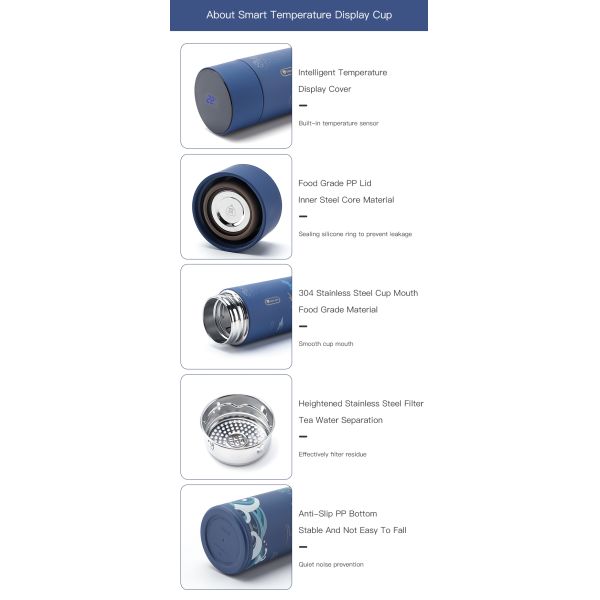 Smart Thermos Digital Stainless Steel Coffee Thermal Mugs Intelligent Insulation Cups Water Bottle With Led Temperature Display