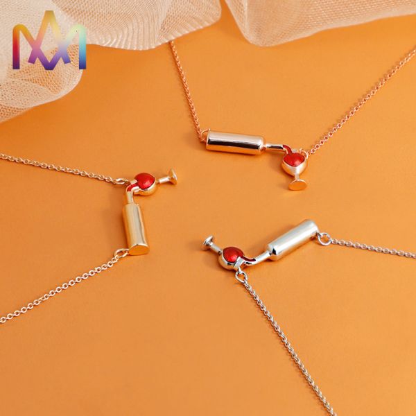 Hypoallergenic Wine Bottle Cup Pendant Womens Engraved Necklace