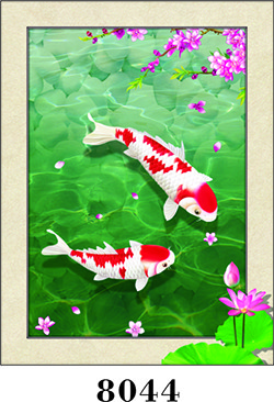 Lovely Fish Painting 5D Pictures With PVC / MDP Frame CMYK Colour