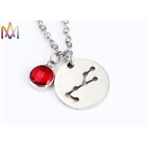 China 2.2mm Thickness Birthstone Crystal Womens Engraved Necklace on sale
