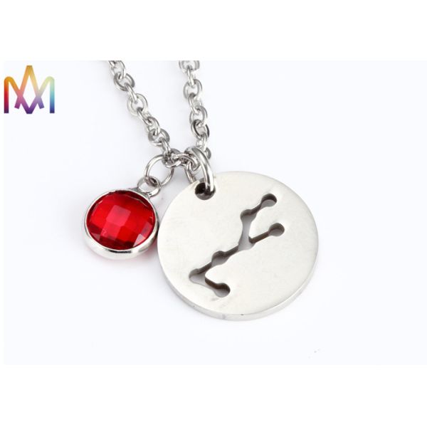 Buy 2.2mm Thickness Birthstone Crystal Womens Engraved Necklace at wholesale prices