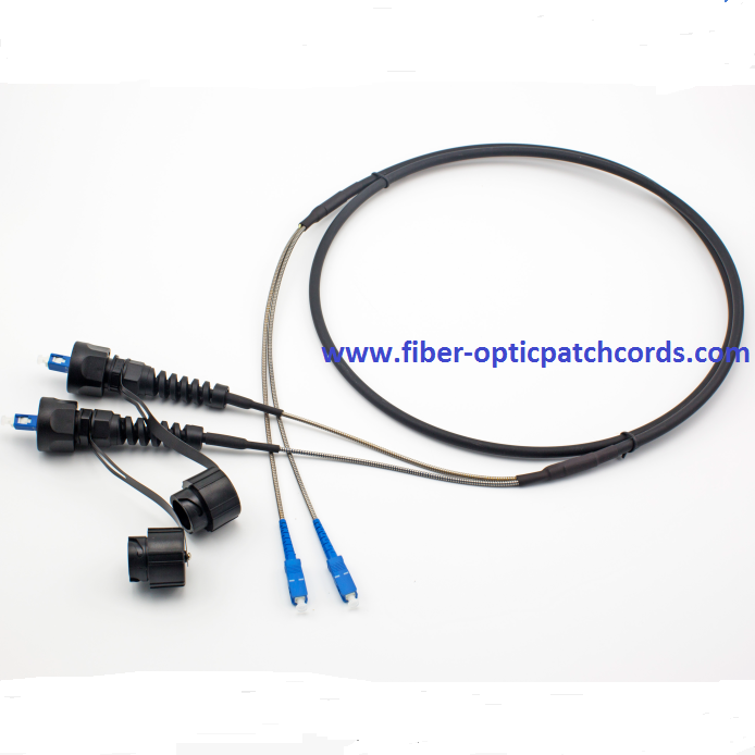 Outdoor 2core Singlemode ODVA to SC Connector Waterproof Fiber Optic Patch Cable armore breakout