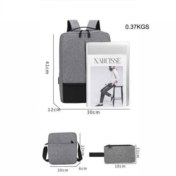 3pc Mens Work Laptop Backpack Set Smart Travel Backpack Set Unisex