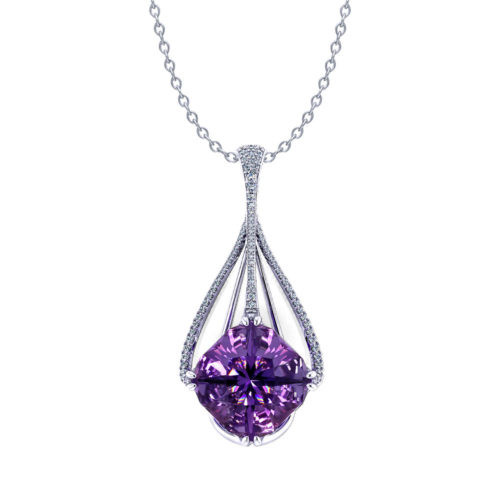 Buy Amethyst Slide Necklace，Amethyst Slide Necklace (14k White Gold, 19x19mm Amethyst, Diamonds .82cttw at wholesale prices