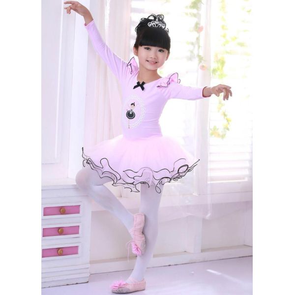 Buy Children cotton skirts costumes long sleeve uniforms girl ballet performance dance dress at wholesale prices