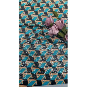 Vibrant Printed Sequin Embroidery With Geometric Patterns Clear Sequin Ground