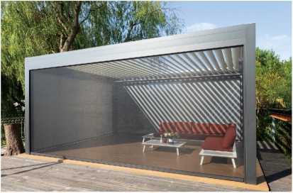 Outdoor Intelligent Adjustable Garden Aluminum Pergola With Waterproof Zip Blinds