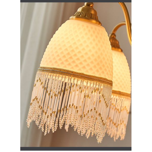 American Retro Glass Tassel Pendant Light For Study Dining Room Living Room Bedroom