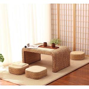 The Cane Makes Up Tea Table Natural Straw Woven Floor Table Natural fiber Window