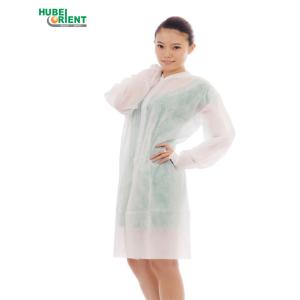 OEM Knitted Collar Disposable 25gsm Non Woven Lab Coat