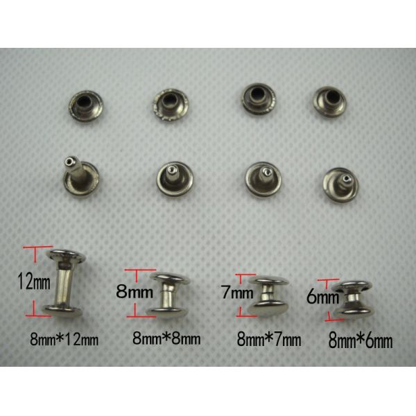 7mm silver/gold/brass high quality Metal Leather Belt double snap cap rivet button