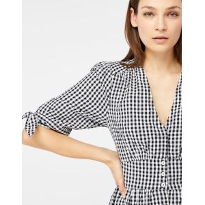 Black and White Gingham Midi Dress Summer Ladies