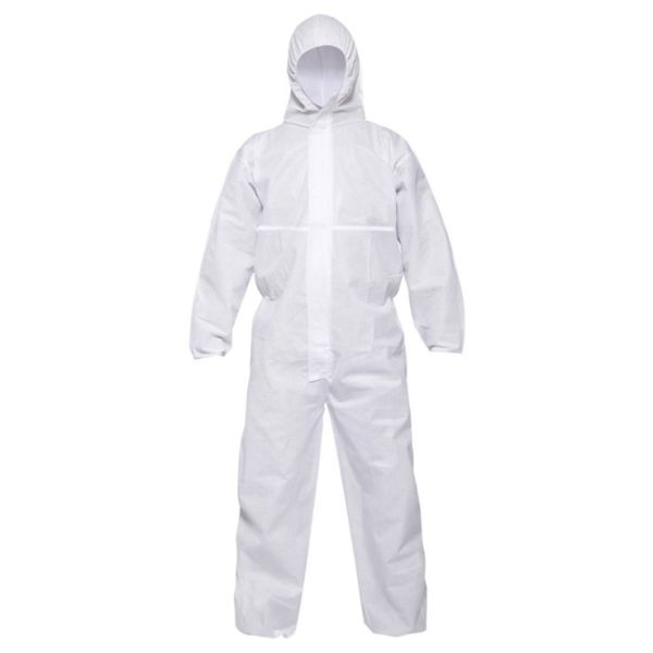 Buy SMS Material White Disposable Protective Suit Isolation Gown Full Body at wholesale prices