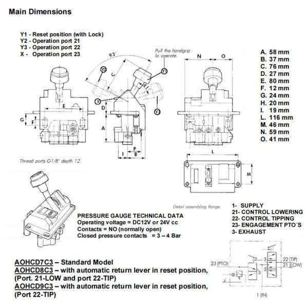 5CV-D Five Hole Dump Truck Combination control valves