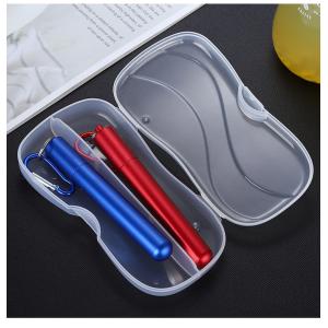 Portable Collapsible Metal Straw / Stainless Steel Drinking Straws Customized