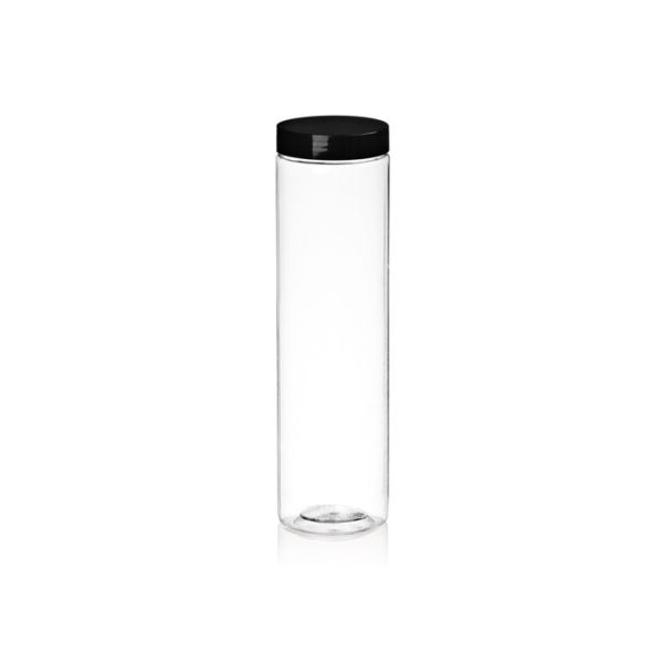 Transparent Clear Plastic Cylinder Containers Food Canned with Screwing Cap