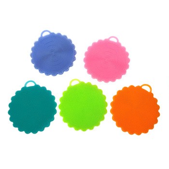 Kitchen Best Fancy Reusable High Quality Silicone Brush Cleaning Pad Circle Dishwashing Brush Cleaning Tool