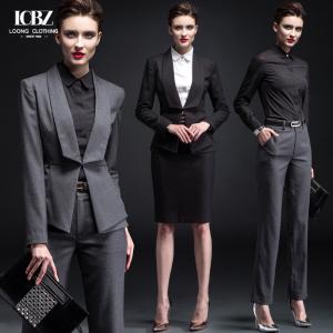 Stylish Red Business Casual Four-Piece Ladies Suit with Single Button Closure