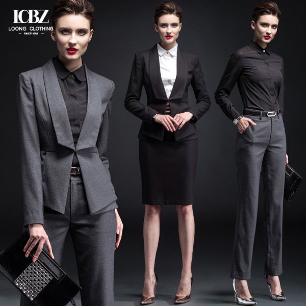 Stylish Red Business Casual Four-Piece Ladies Suit with Single Button Closure