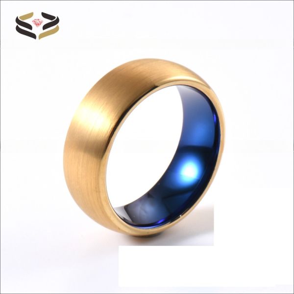 Other Diamond Shape 8mm Two Tone Tungsten Rings for Men Women Gold Wedding Band Black Rose Gold Blue Domed Style Comfort Fit