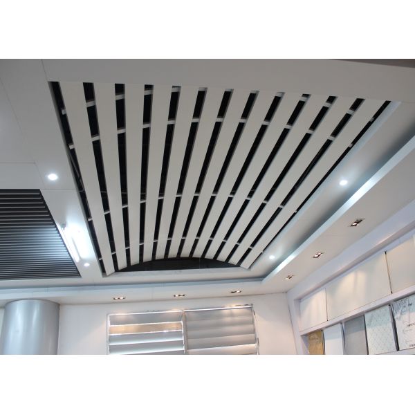 Domed Linear Metal Ceiling Aluminum Install With Curved Keel , Curved Ceiling