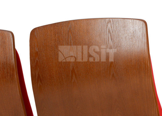 Red Color Church Theatre Seating Wood Outer Back For Lecture Hall Auditorium