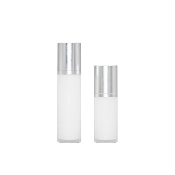 Buy Acrylic Airless Pump Bottle 30ml 50ml Silver Essence Cosmetic Packaging at wholesale prices