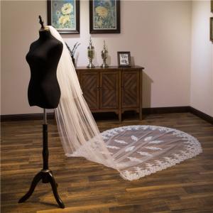 New Styles Customized Two Layers Appliqued Lace 3.5m*1.8m Tulle Bridal Wedding