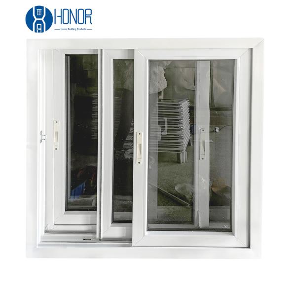 Buy Double Glazed Sliding PVC Windows Soundproof Hurricane Impact with Grilled Design and Mosquito Net Project Window at wholesale prices