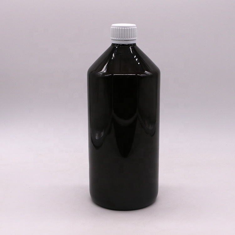 Liquid Medicine 1000ml Dark Brown Translucent PET Plastic Bottle with Tamper Proof Cap