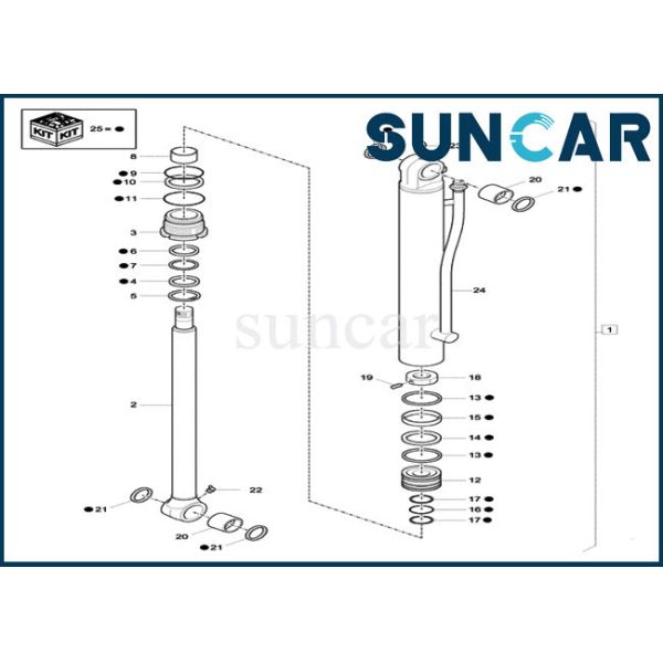 Mini Crawler Excavator XKCC-01360 XKCC01360 Bucket Cylinder Repair Seal Kit Fits
