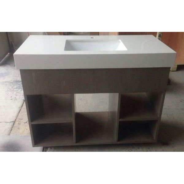Custom Open Cube Solid Wood Bathroom Vanities Without Tops White Quartz