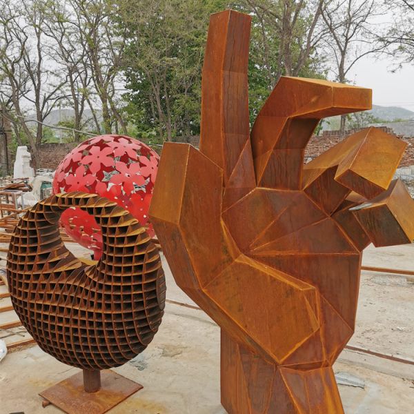 Rusty Large Corten Steel Sculpture for Park Decoration Factory Direct
