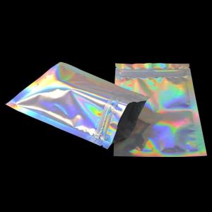 custom hot stamp print foil child proof holographic mylar bag smell proof for