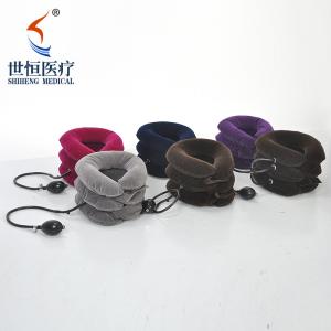 Fast selling soft flannel cervical traction free size neck brace four color