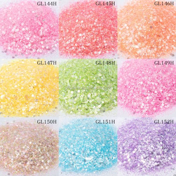 Nail Decoration Polyester Hexagonal Holo Glitter Mix Rainbow Chunky Glitter For Christmas Supplies