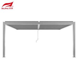 China 4x4m 4x3m 3x3m Wall-mounted Aluminium Manual Louvered Pergola Gery Outdoor Garden Building on sale