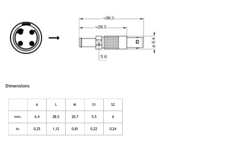 4pin Lemo B Series Connector Lemo FGG 4pin Male Plug FGG.00.304 For Cable Mount