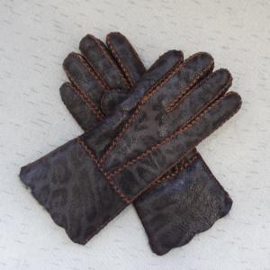 Attractive design printed Russian sheepskin shearling warm gloves winter