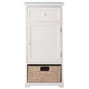 White Vintage 12.5lbs 33”H Livingroom End TableWith Basket Accent Style