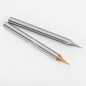 2-Flute Tungsten Carbide End Mill with 60° Flat Cutting Edge and nACo4 Coating