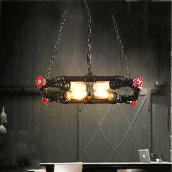 Retro American Iron Dining Room Chandelier Restaurant Bar Kitchen Light Ring