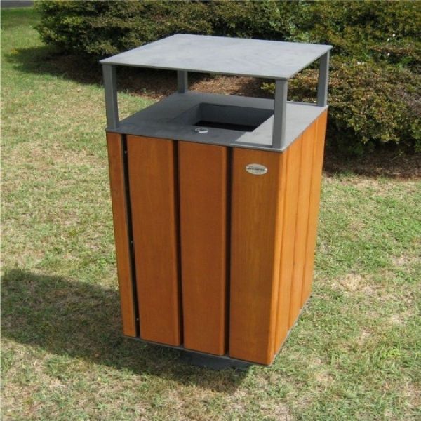 Buy Outdoor Wood Trash Can Waste Recycle Bin Recycled Plastic Trash Cans at wholesale prices