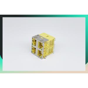PBT PA66 PA46 Material Multi Port RJ45 Connector 2X2 Port With Transformer 180