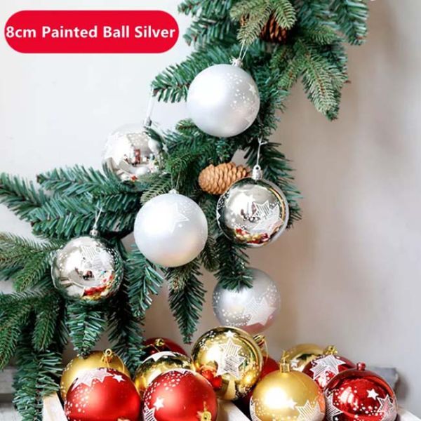 Plastic Painted Halloween Christmas Ornaments Ball 6cm 8cm Gold Red Silver