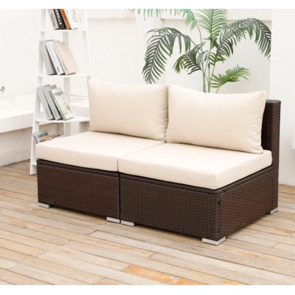 Indoor/Outdoor Furniture Sets Rattan All-Weather Washable Cushions with Coffee Table Rattan Sectional Sofa