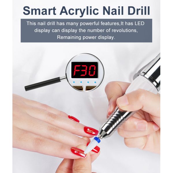 L'UGX 30000 rpm portable cordless crazy electric nail drill