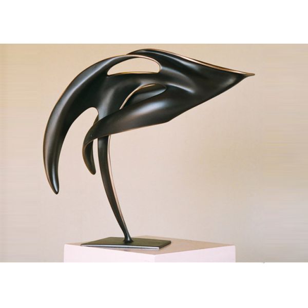 Custom Design Art Deco Bronze Sculpture Abstract Black - Chrome Lacquered