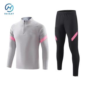 Custom Football Training Tracksuit Set Long Sleeve Zip Pullover and Trousers