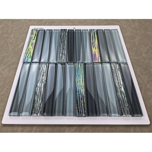 Decorative And Stylish Gray 300x300mm Interior Wall Glass Mosaics For Apartment And Renovation Project